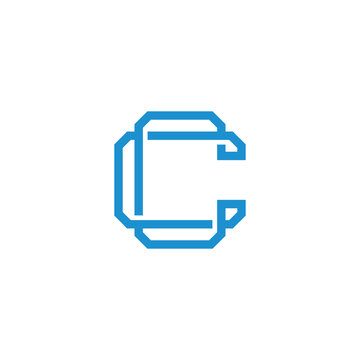 Geometric interlocking 'CC' monogram in a clean, modern line art style, perfect for branding and icon design, representing connection and collaboration