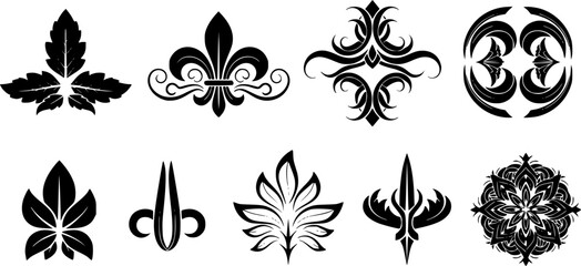 Vintage Floral Ornamental Divider Set Vector Illustration