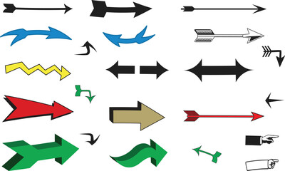 Set of colorful 3D arrow icons collection for web and design elements