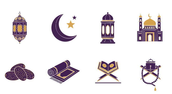 Collection de Symboles de F&ecirc;tes Islamiques Duoton Minimaliste