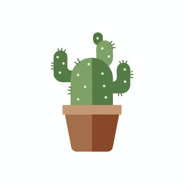 Cute Cartoon Cactus in Brown Pot