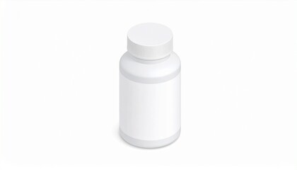 Empty white plastic pill bottle with cap isolated on plain background medical healthcare concept
