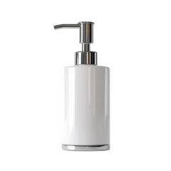 Obraz premium A sleek white soap dispenser on a black background