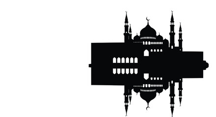 Naklejka premium Mosque Silhouette with Minarets and Domes against White Background