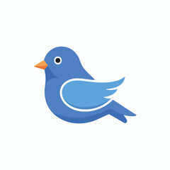 Simple Blue Bird Icon on White