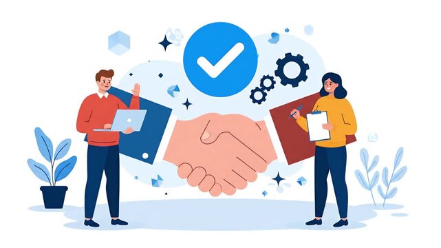 Illustration of business people agreement concept animated illustration video
