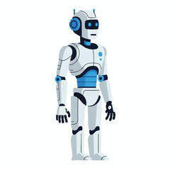 White Humanoid Robot with Blue Accents