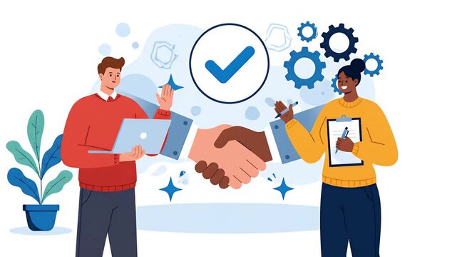 Illustration of business people agreement concept animated illustration video
