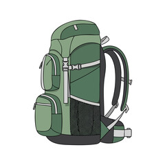 Green Hiking Backpack with Multiple Compartments