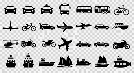 Collection of Transportation Icons and Symbols.