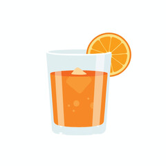 Orange Cocktail Glass with Ice