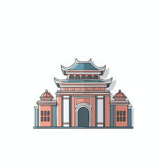 Asian Style Building Illustration