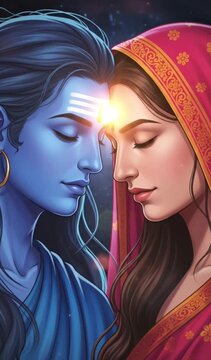 Divine Love of Lord Shiva and Goddess Parvati &ndash; Spiritual Unity in Indian Art  
