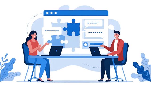 business team meeting concept illustration business animated illustration video
