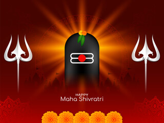 Happy Maha Shivratri Indian festival card with Trishul design