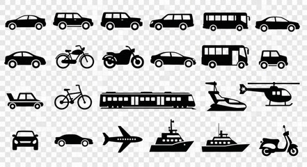 Collection of Transportation Icons Silhouettes. © Nemo