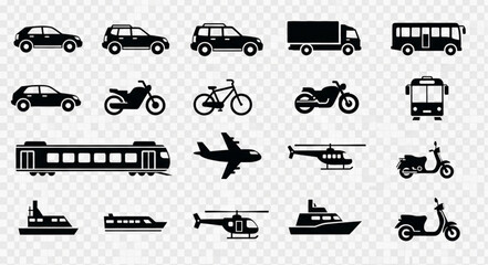 Collection of Transportation Icons Silhouettes. © Nemo