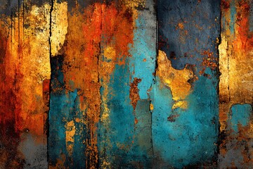 Textured Layers of Rust and Patina Blue Create a Stunning Artistic Backdrop Generative AI