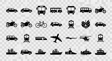 Collection of Transportation Icons Vector Graphics.