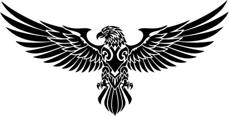 Obraz premium Detailed vector illustration of a majestic eagle in a bold and dynamic pose, representing strength, freedom, power, and leadership. Ideal for logos, mascots, emblems, branding, sports teams, patriotic