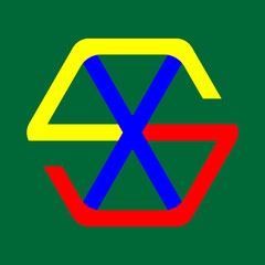 S X letter logo in a hexagon