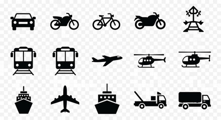 Collection of Transportation Icons Vector Set. © Zahra