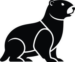 Obraz premium silhouette marmot animal standing on white background for nature vector design