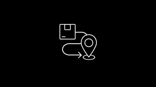 Animated of Package Delivery to Location Marker Symbolizing Logistics Tracking System