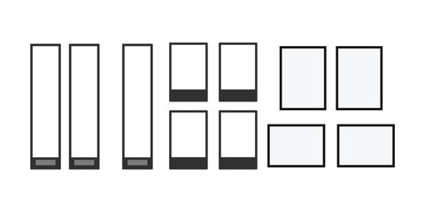 Minimal Blank Photo Frame and Polaroid Template Set Isolated on White Background .