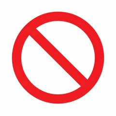 Obraz premium Red forbidden sign with diagonal line inside circle isolated on clean white background