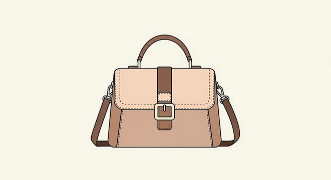 Elegant Women's Stylish Handbag in Neutral Beige and Brown Tones with Gold Hardware Accent