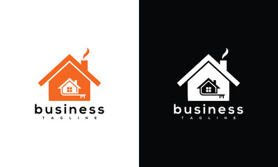 Real Estate Business Logo Design with Modern House and Key Icon.