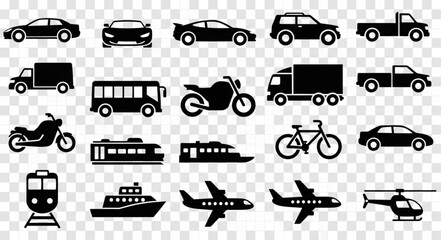 Collection of Transportation Silhouettes. © kolek