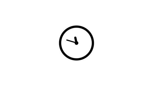 Digital clock icon animation, analog new clock icon animation. wall clock simple design on white background.