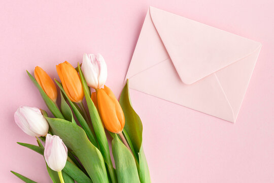 Celebrating mother's day with flowers and card