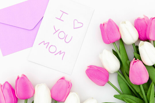 Mother's day tulips and love note
