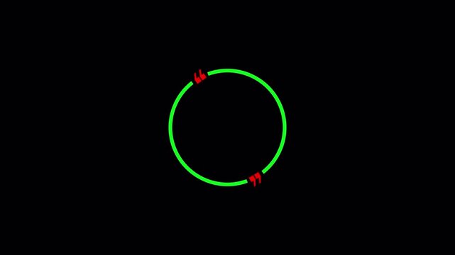 Circle with comma, circle quotation mark graphic animation white quote box animation in chroma key. in transparent background in 4K animation with alpha channel