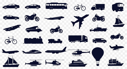 Collection of Various Transportation Silhouettes. © vina