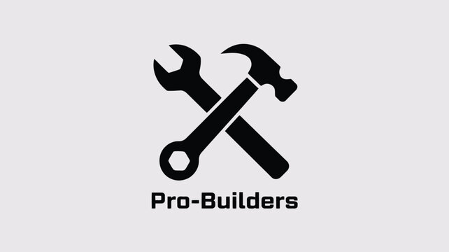 Professional builders logo with crossed hammer and wrench