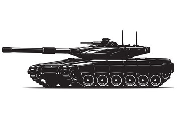 Fototapeta premium Tracked Armored Tank Silhouette Side View Modern Defense