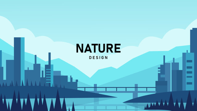 City Nature Landscape Background Urban Skyline Mountain Vector