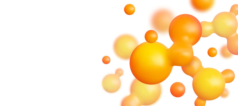 Vector 3d abstract metaball banner. Liquid lava lamp shapes, orange balls design
