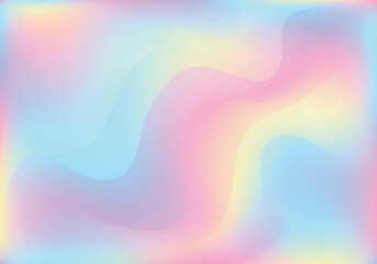 Obraz premium Abstract Pearl Gradient Background. Iridescent Wave Bg with Holographic Gradation. Vector Pastel Color Rainbow Pattern.