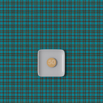 3d rendering of scottish plaid pattern with symbolic finance pill