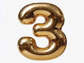 Shiny gold number three balloon for celebrations and events