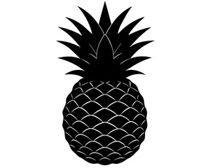 Obraz premium Tropical Pineapple Silhouette Vector, Exotic Fruit Illustration