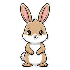 Obraz premium Cute Bunny Rabbit Vector Illustration Isolated on White Background. Baby Bunny Rabbit Cartoon Vector. Creative Rabbit Logo. Sweet Cute Bunny Rabbit Character Vector. Bunny Rabbit Icon design