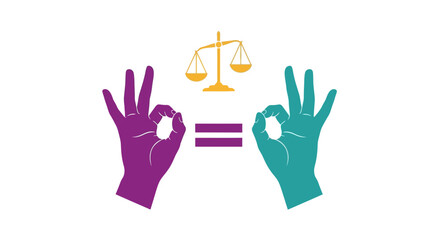 Obraz premium Equality and Justice Symbolized by Hands and Scales.