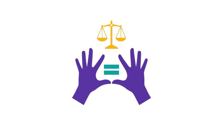 Fototapeta premium Hands holding a scale of justice symbolizing fairness and equality.