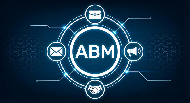 ABM account based marketing concept, strategic approach to marketing that focuses on targeting and engaging specific high-value accounts or businesses, rather than